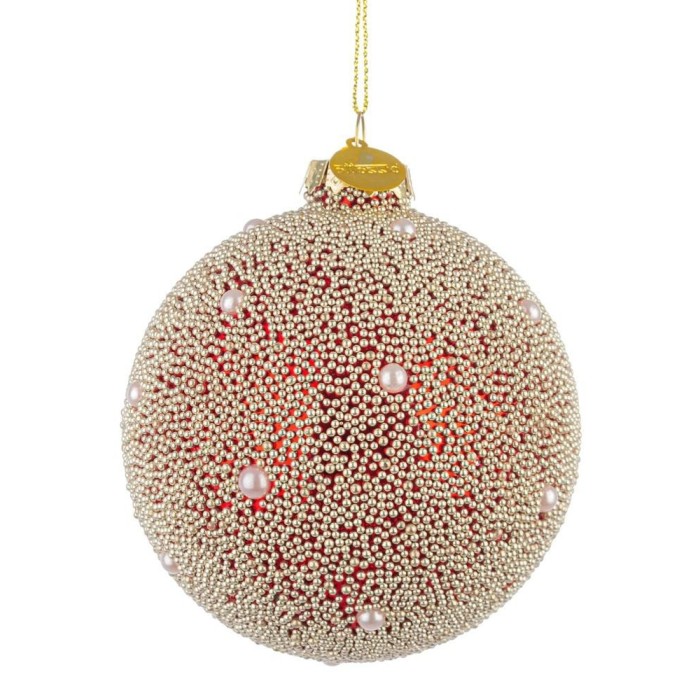 SFERA VETRO PEARL ROSSO D.80